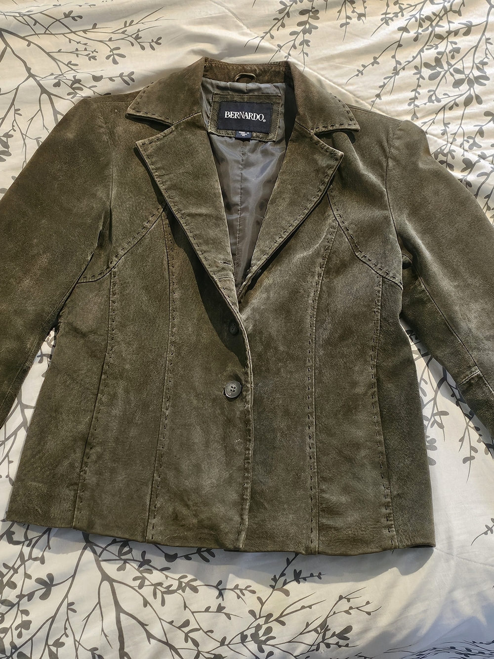 Bernardo Olive Green Suede Women's Blazer Jacket